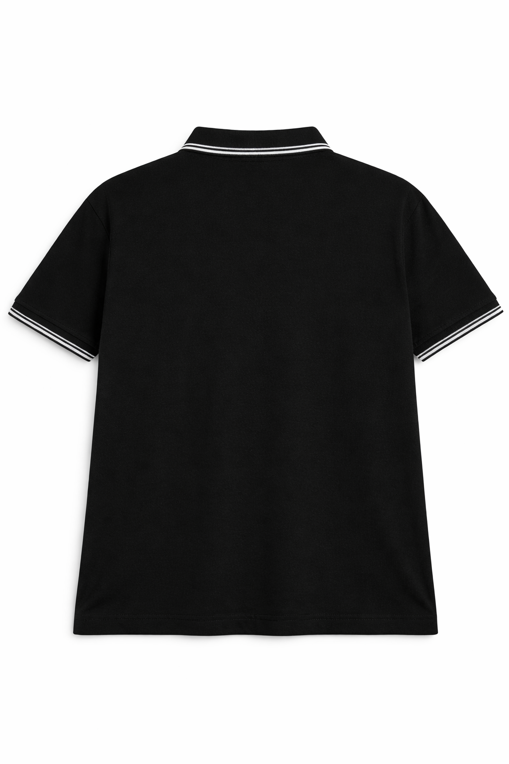 Black Boxy Fit Tipped Zip Polo