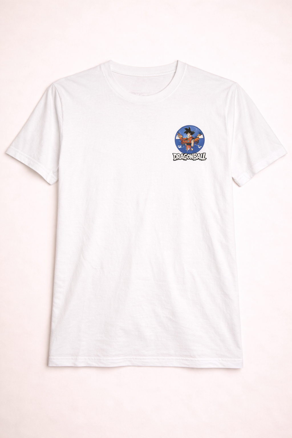 White Dragon Ball Graphic Tee with Multicolor Print