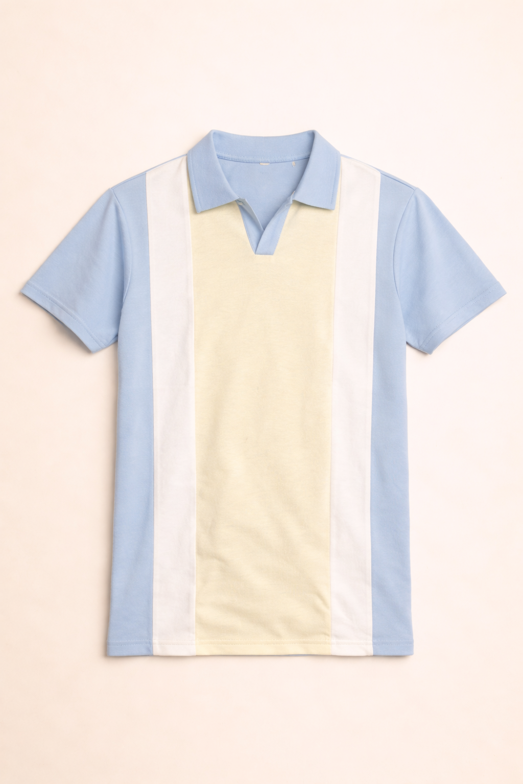 Vintage-Inspired Block Stripe Johnny Collar Polo