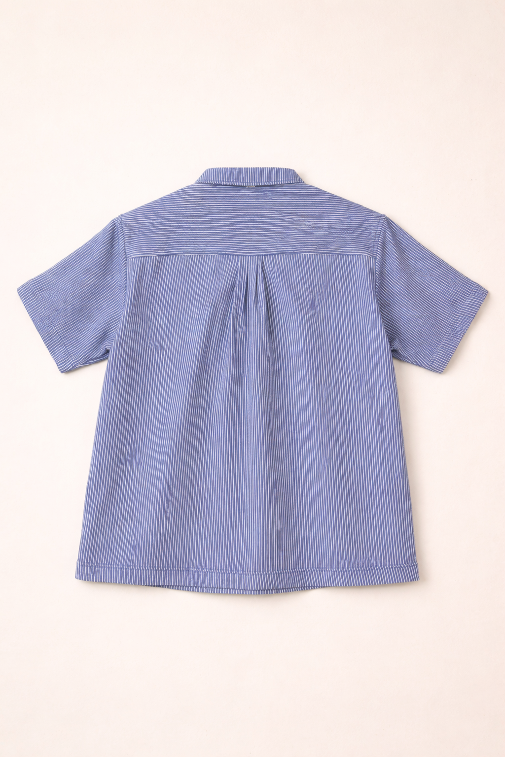 Sky Blue Pinstripe Boxy Fit Zip Shirt