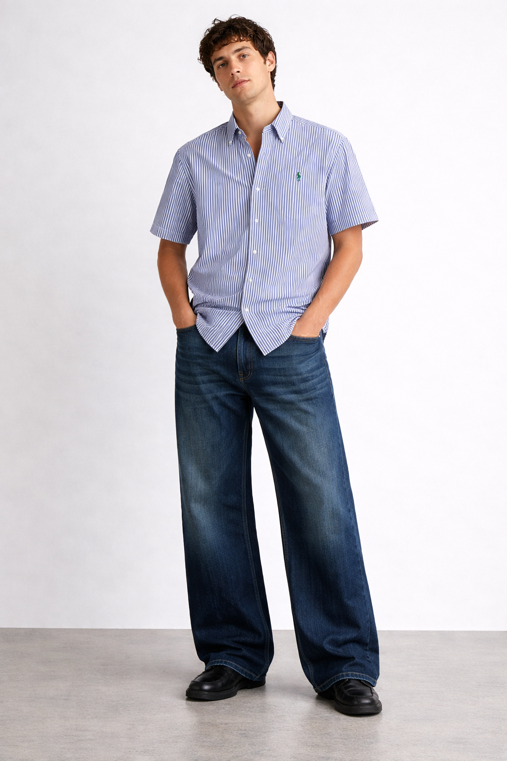 Indigo Wash Relaxed Fit Denim Jeans